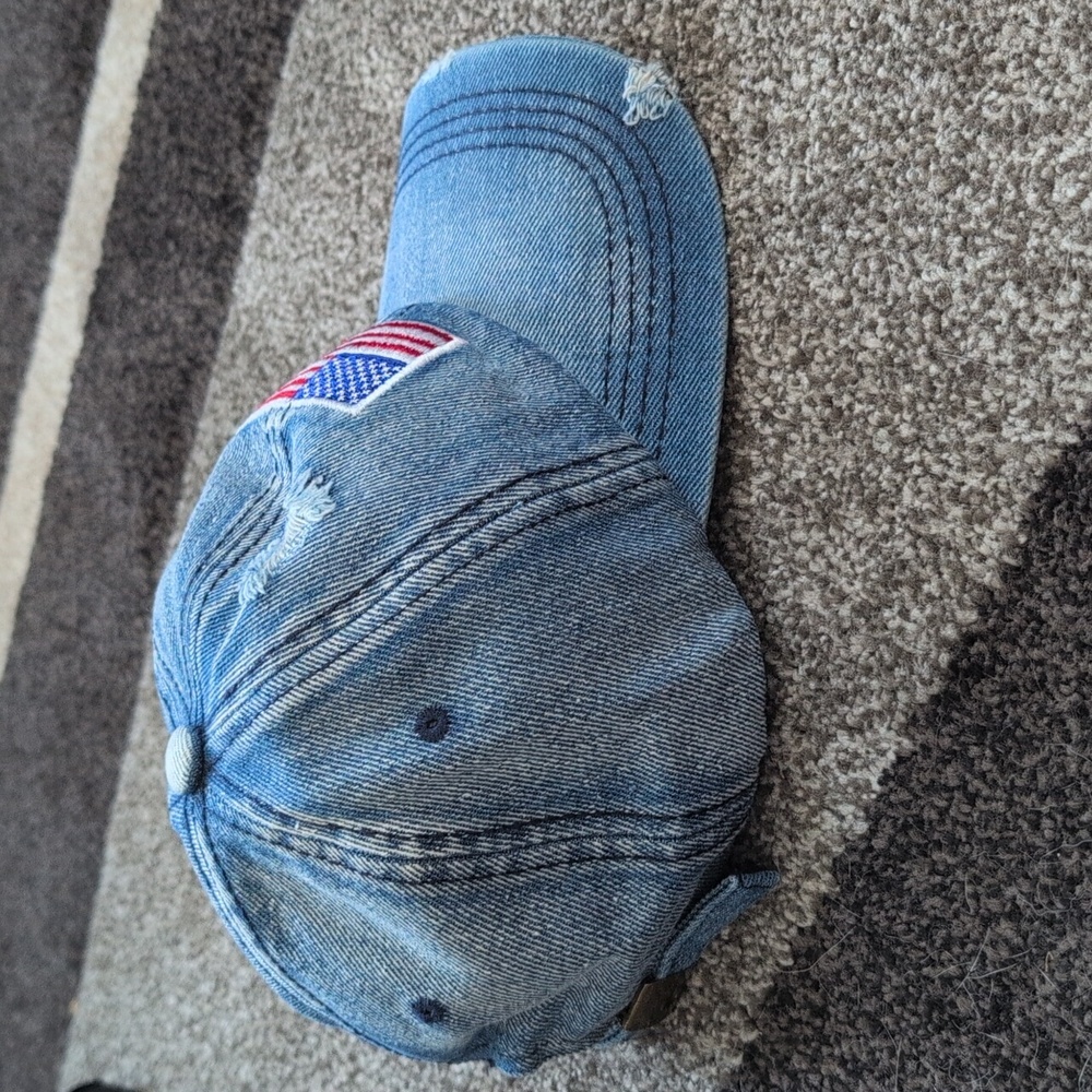 NEW USA Denim Hat With Rips - Picture 4 of 7